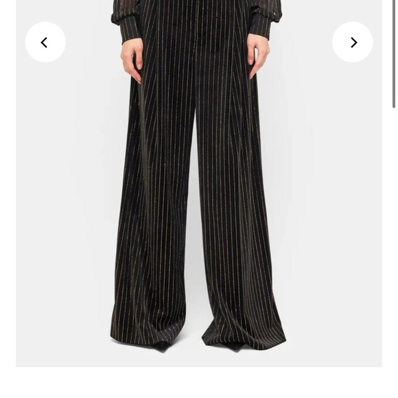 Ronny Kobo Collection Black and Gold Striped Wide Leg Pants